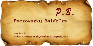Paczovszky Balázs névjegykártya